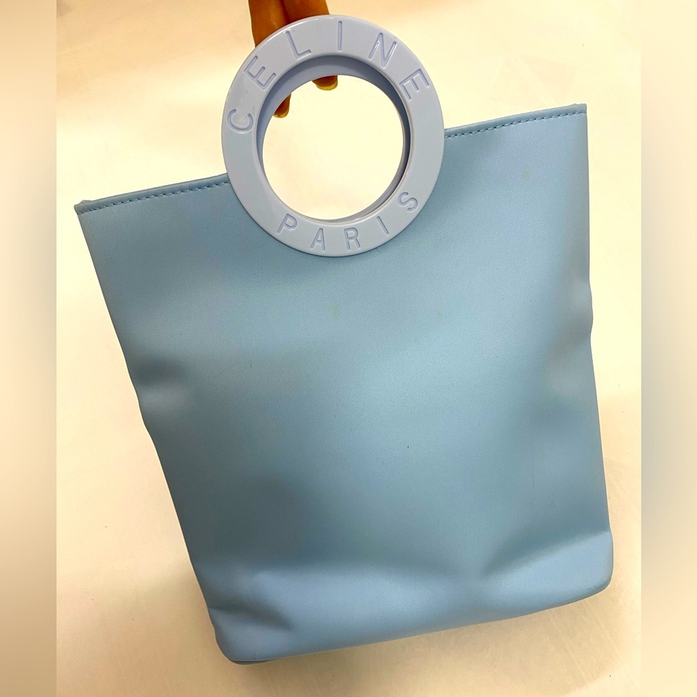 Céline CELINE Hand Bag Nylon Blue Auth